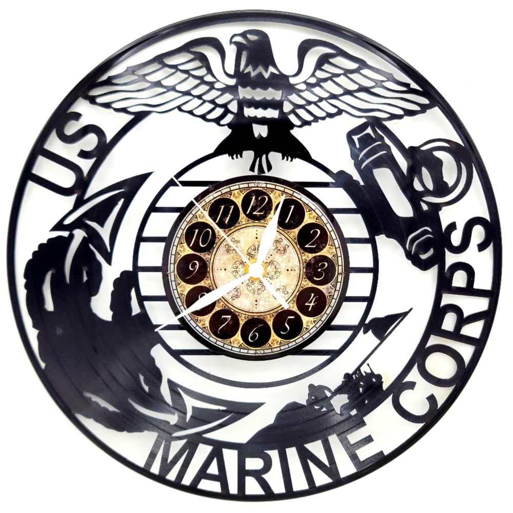 MARINES vinyl record clock